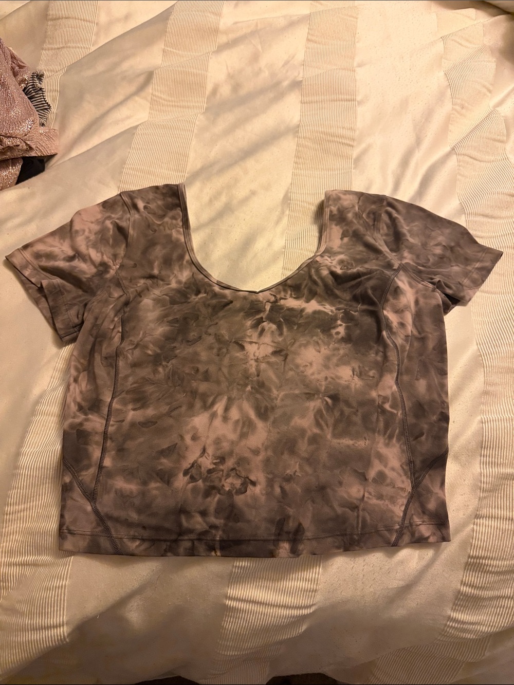 Lululemon Women’s Scoop Neck Tie-Dye Crop Top - Grey